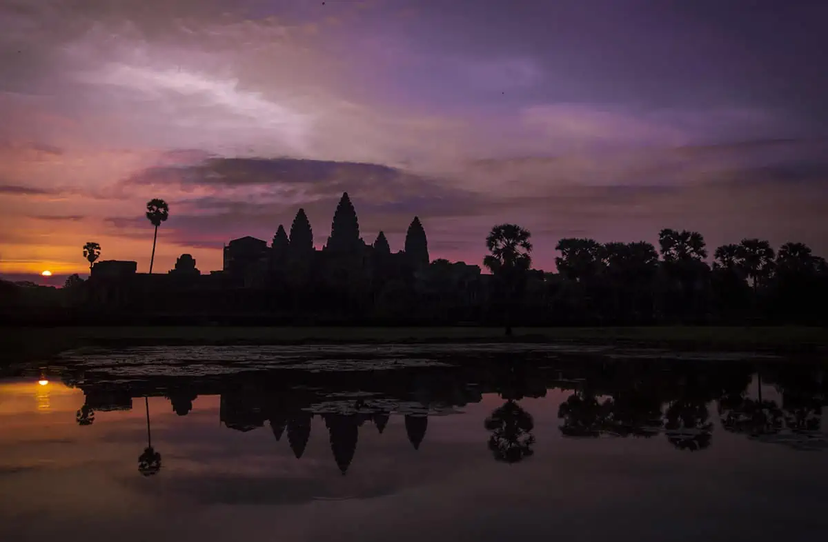 sunrise at angkor wat in cambodia
