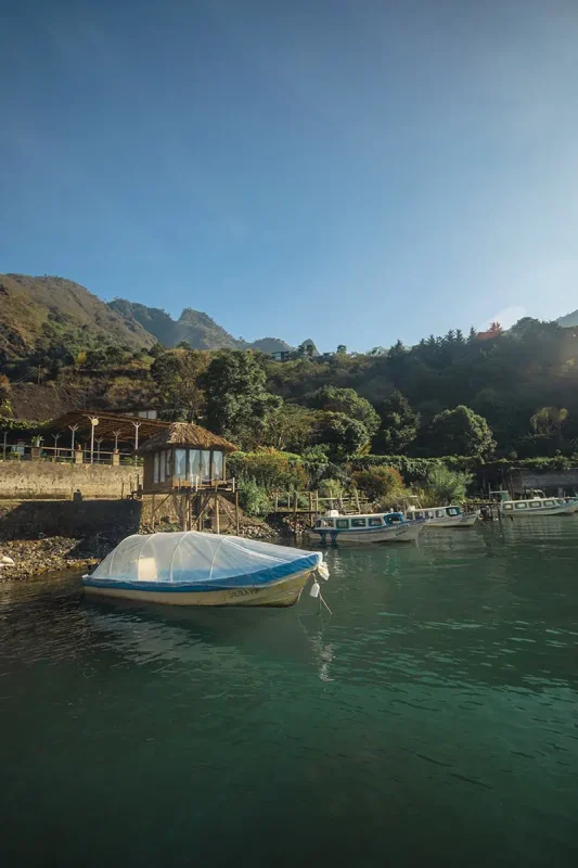 looking over the lake atitlan to free cerveza hostel