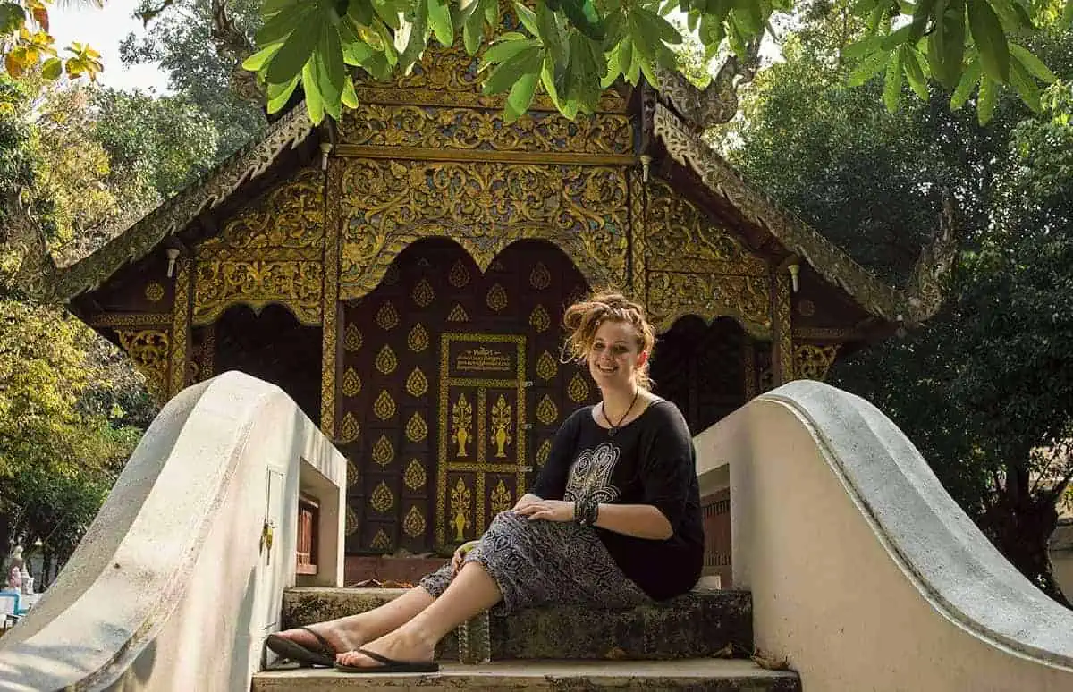 tasha amy hanging out at one of the beautiful temples in chiang mai