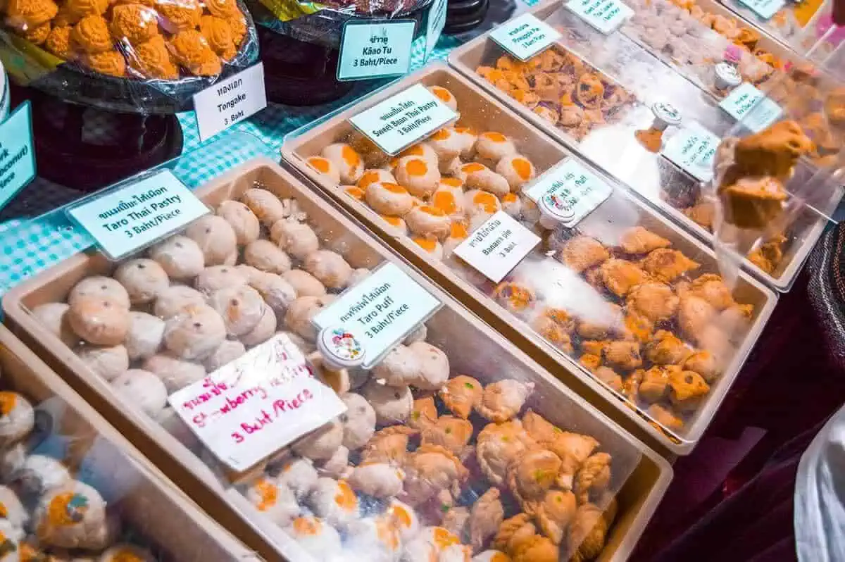 Array of local sweets and desserts enticing visitors