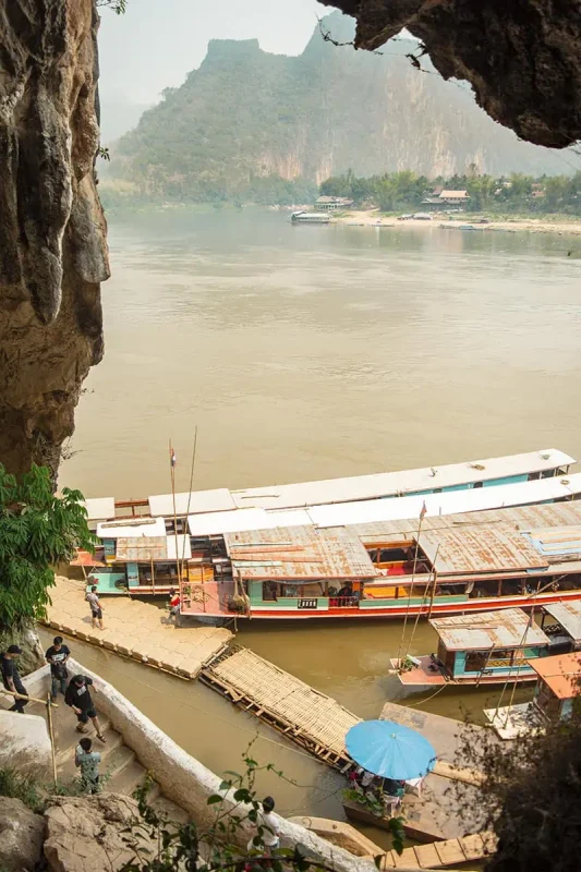 the incredible views out of pak ou caves over the mekong river
