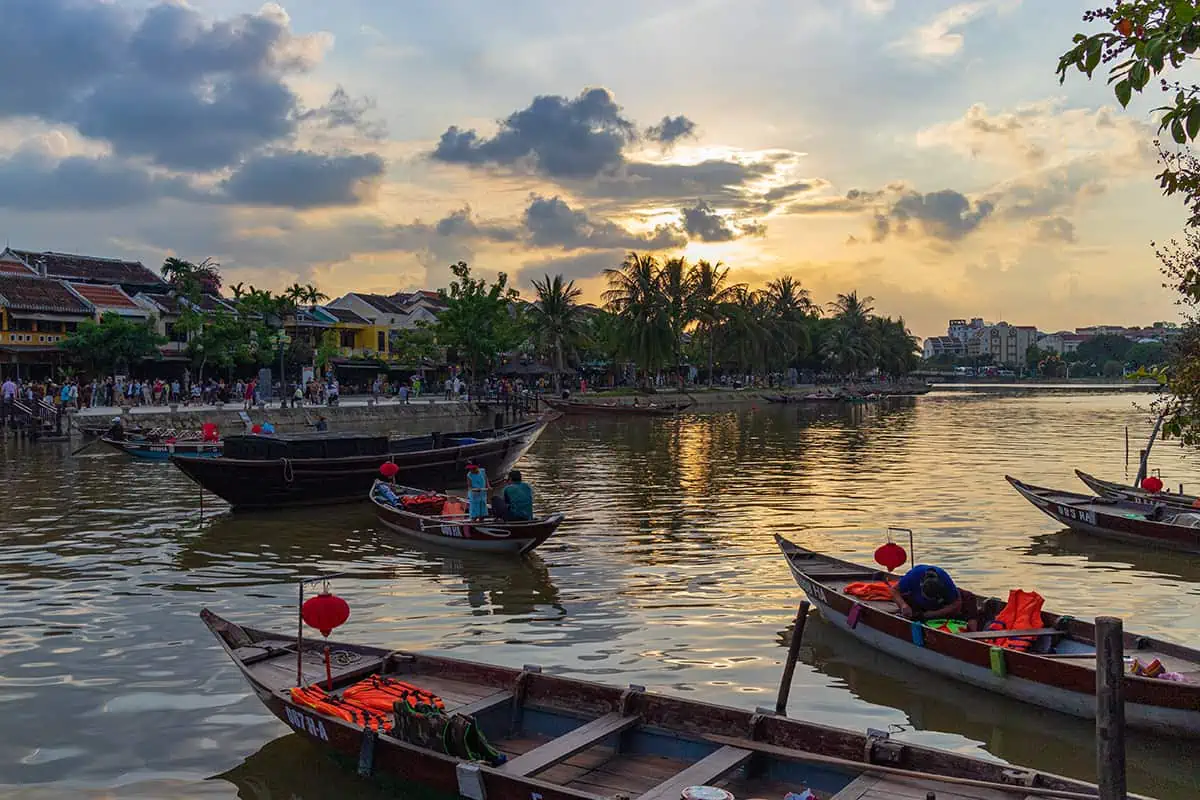 taking a boat ride on the river at the hoi an old town