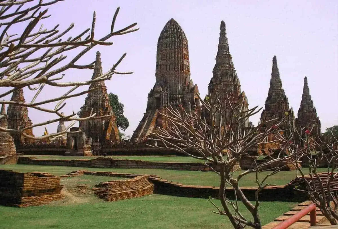 Wat Ratchaburana temples through trees