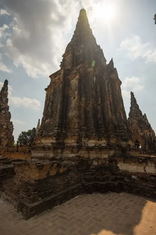 Wat Chai Watthanaram sun streak shining through temple