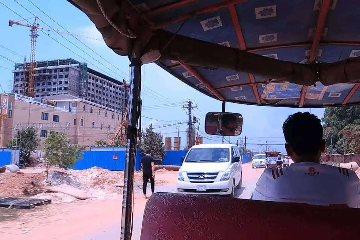 taking a tuk tuk in sihanoukville