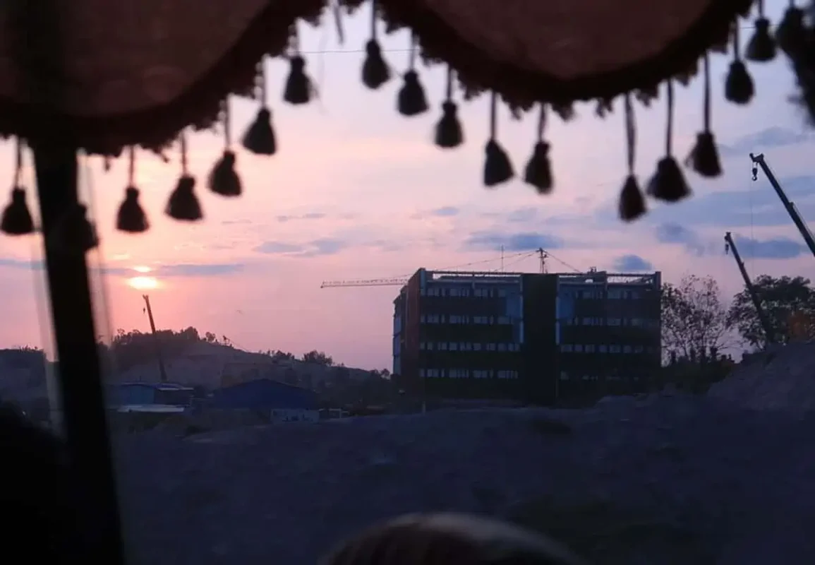 construction sites on the outskirts of sihanoukville at sunset