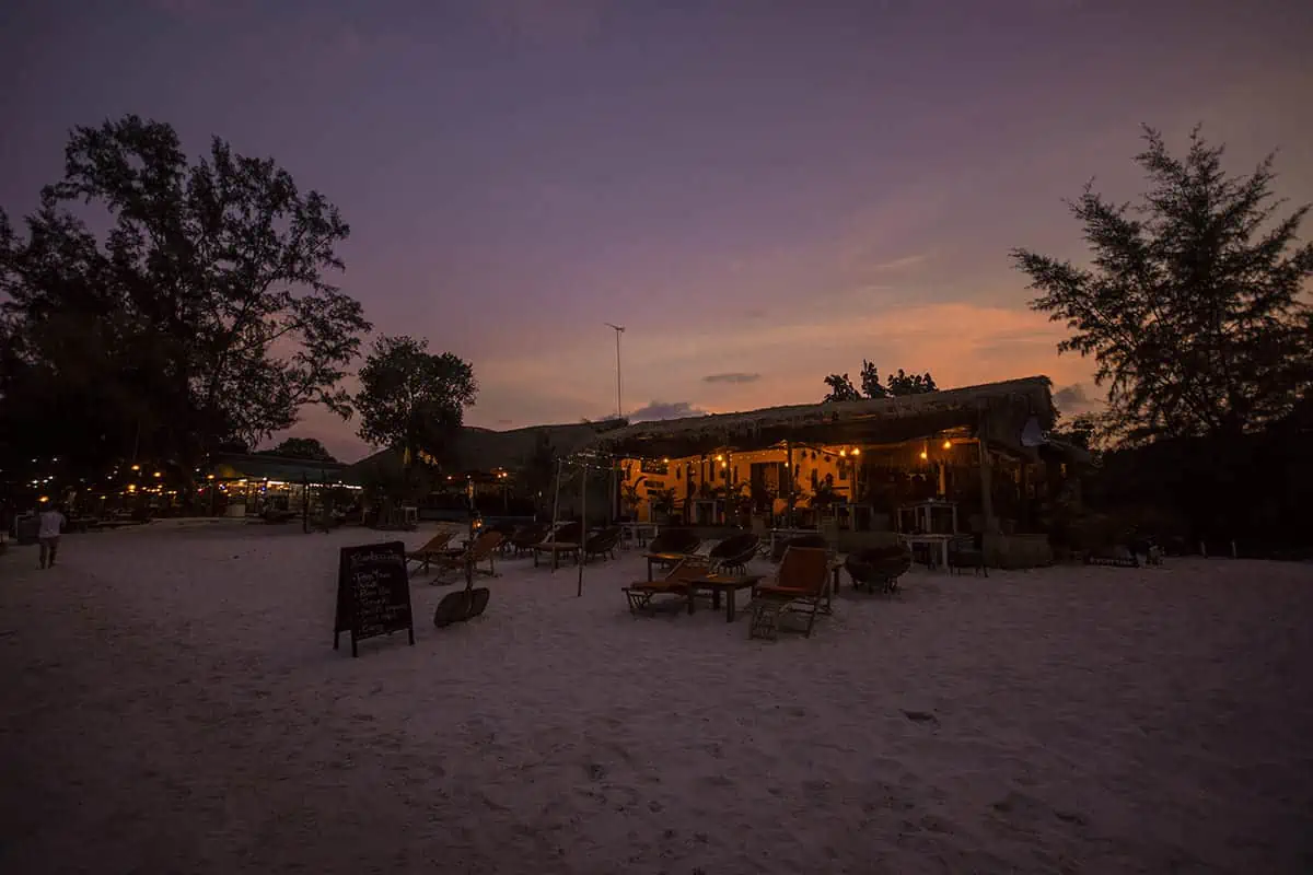 small beachfront restaurant on koh rong samloem