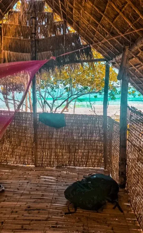 iving deserted island life on koh rong - view out to sea in our wooden bungalow