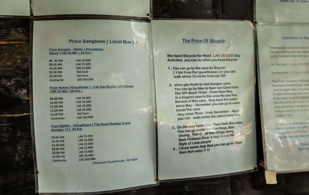 tuktuk schedule to kong lor