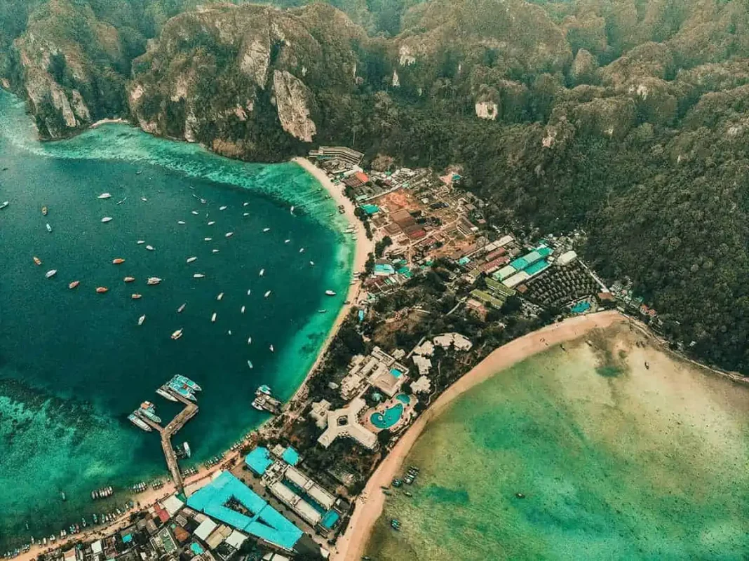 overview of the wharf when travel from krabi to koh phi phi
