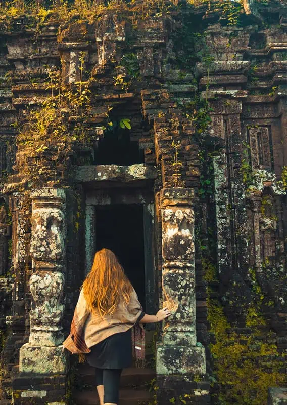 My Son Sanctuary Hoi An: BEST Tips & Tours (2025) 18 tasha amy covered shoulders with a scarf while at my son sanctuary