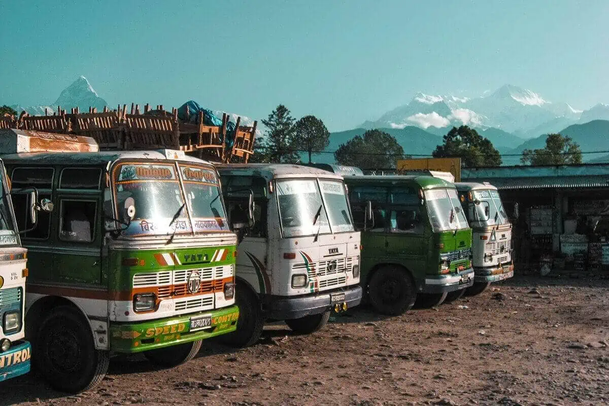 bus stop in pokhara where you will find the buses to besisahar