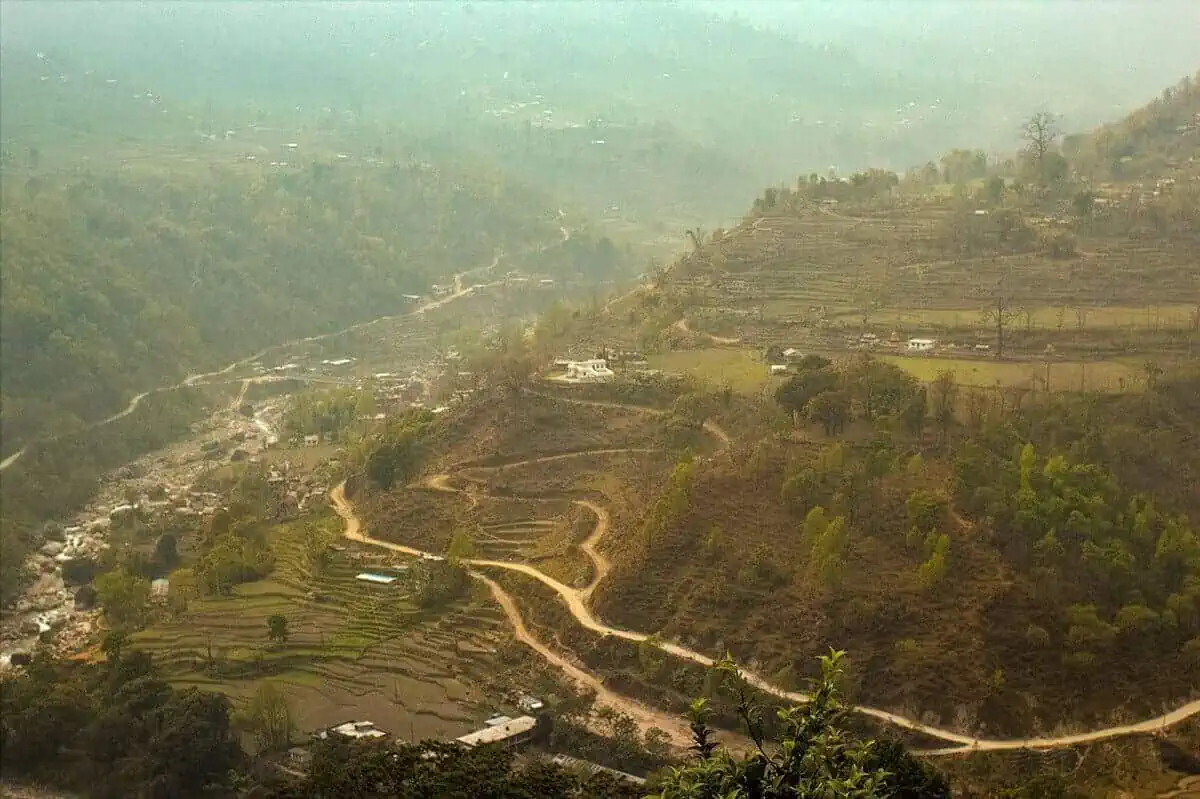 foggy morning in driving from pokhara to besisahar