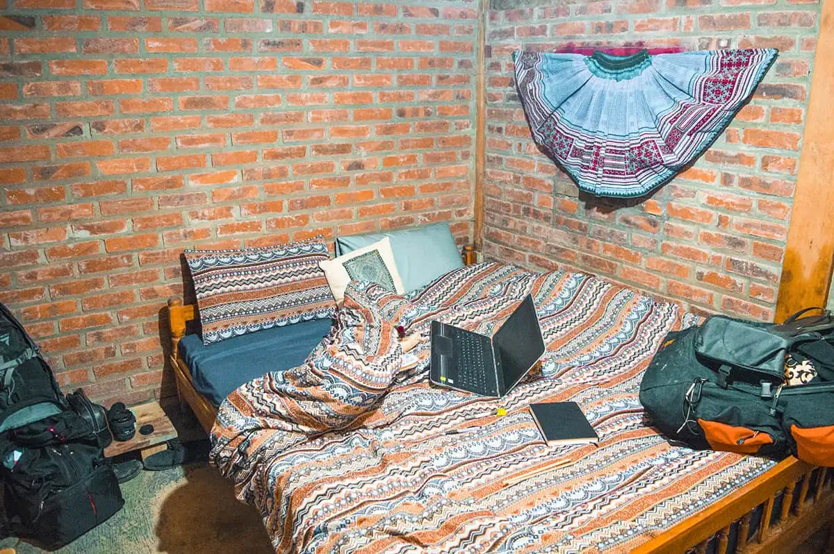 bed and room at our homestay in ta van sapa