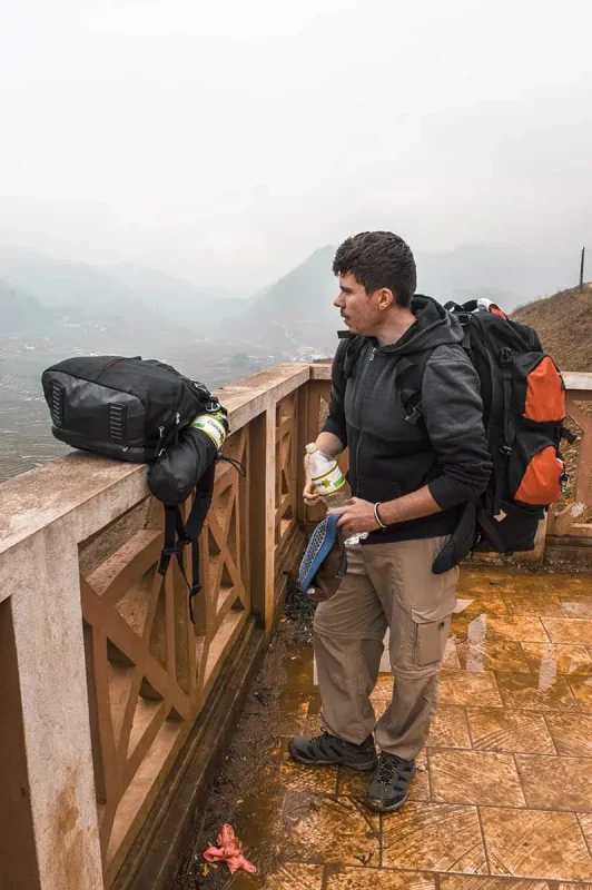 checking out one of the viewpoints while trekking in sapa