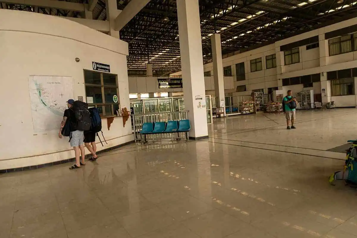 entering laos immigration after traveling from chiang khong to huay xai