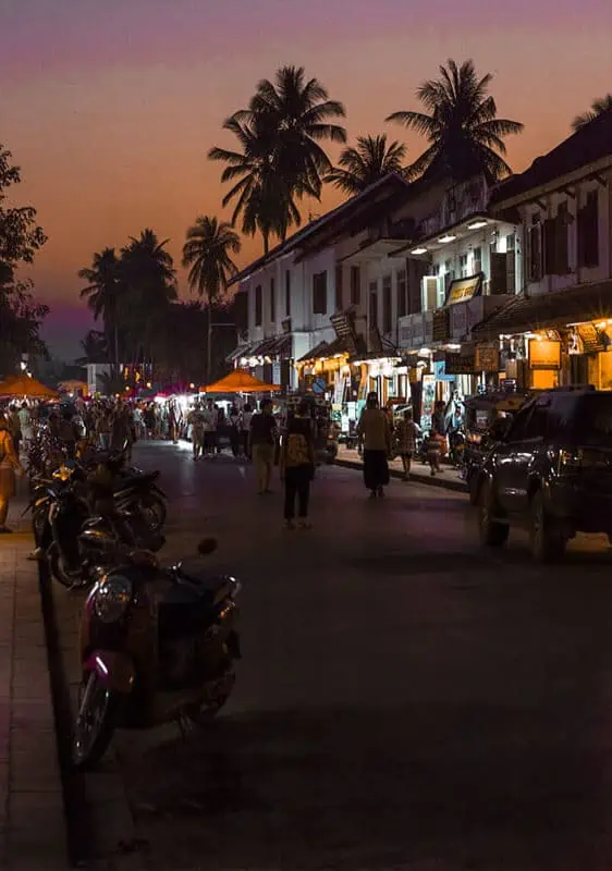 3 Days In Luang Prabang Itinerary: ULTIMATE Guide 12 sunset down the main walking street in luang prabang