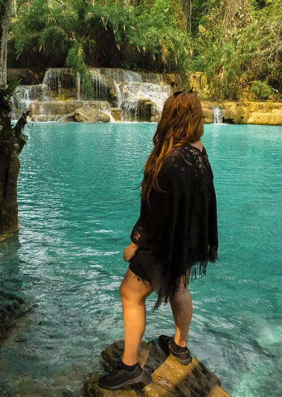 3 Days In Luang Prabang Itinerary: ULTIMATE Guide 15 admiring the cascades of blue water at kuang si falls