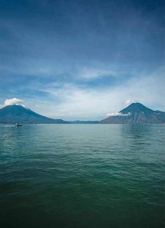 Panajachel To San Pedro & The Towns Between: How To Travel Around Lake Atitlan 26 the view in santa cruz la laguana across to the volcanos