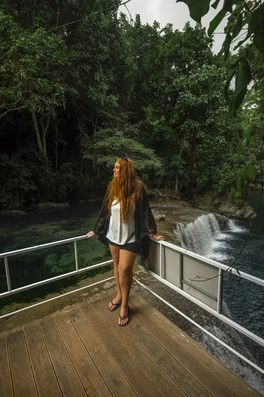appreciating the jungle views at rarru cascades on our tour while at vila vanuatu cruise port