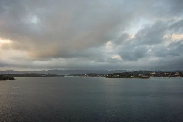 looking over to the small islands and harbor of villa vanuatu cruise port
