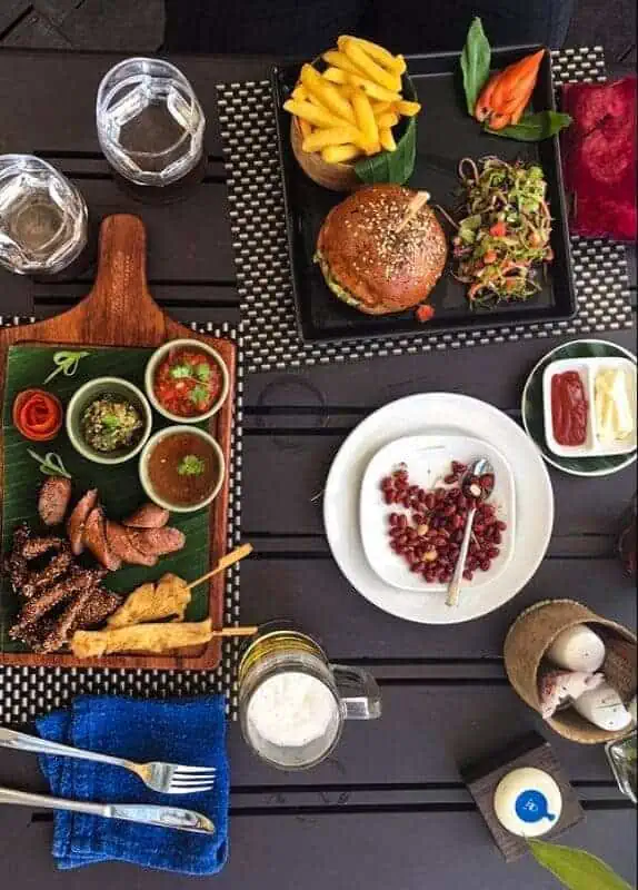 looking down on our delicious meal from belle rive terrace