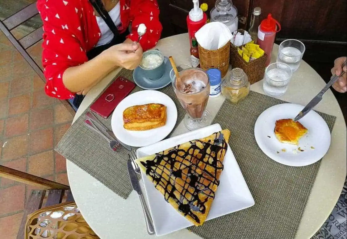 crepe covered in chocolate from le banneton cafe