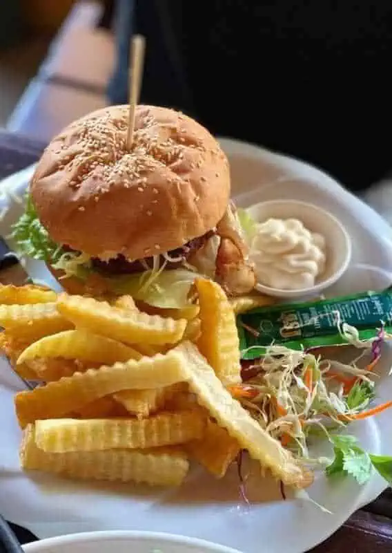 delicious burger from garys irish bar
